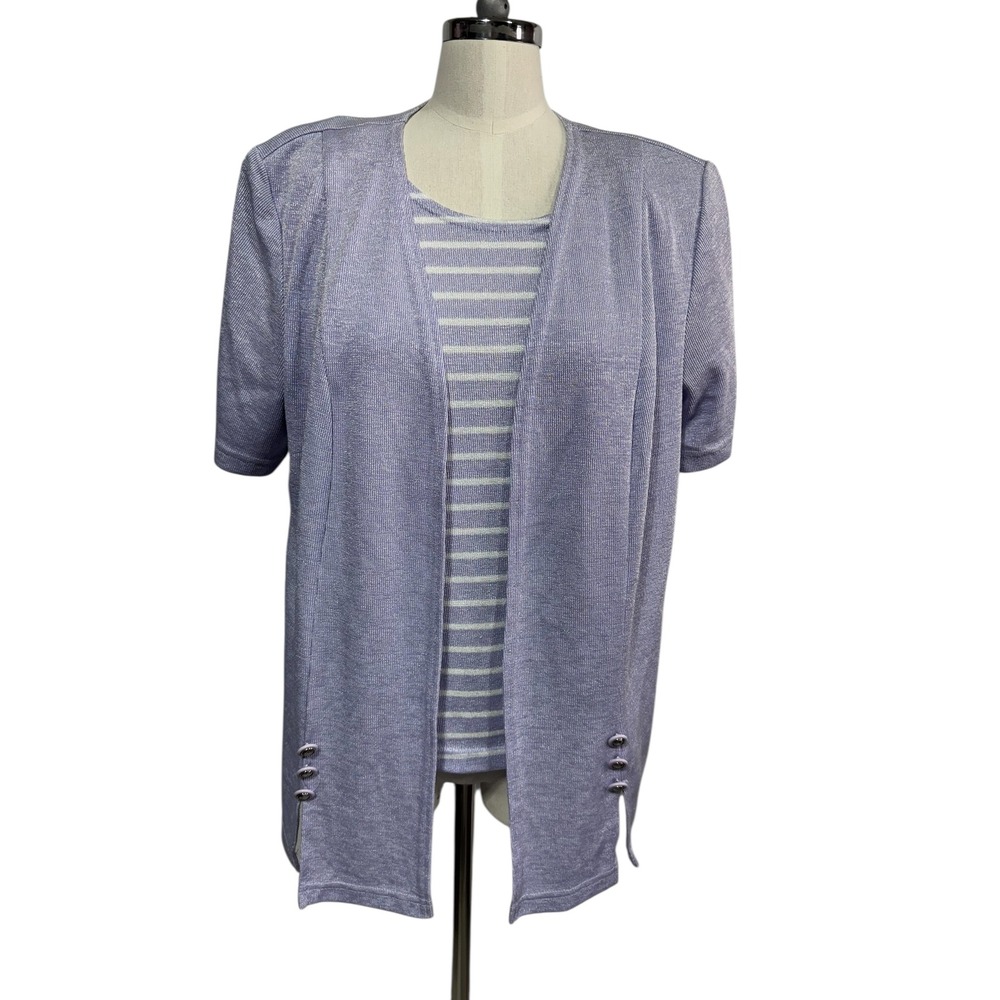 Light Lavender Layered Knit Top with Striped Tank